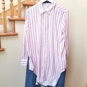 *2 for $15* White Stripe Button Down Long Sleeve Shirt Size M